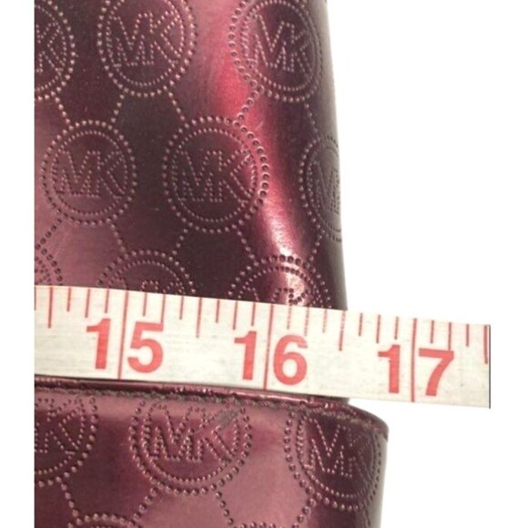 Michael Kors Burgundy Shoulder Patent Tote Bag With MK Monogram Purse - Picture 4 of 5